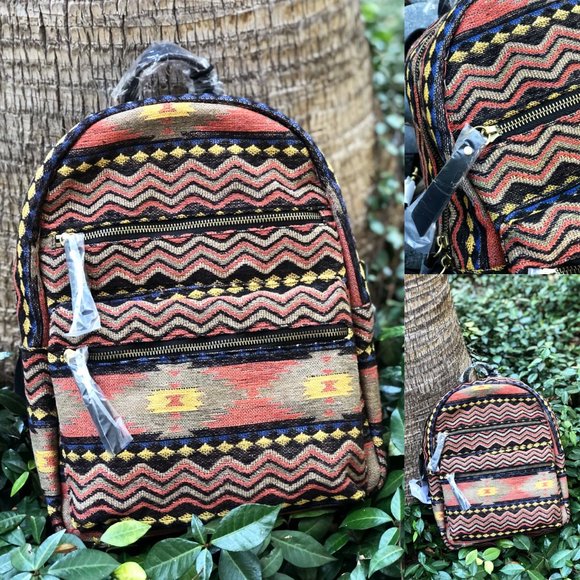 NEW Moda Luxe Tribal Ethnic Aztec Geometric Boho Gypsy Travel Backpacks Book Bag - Picture 9 of 11
